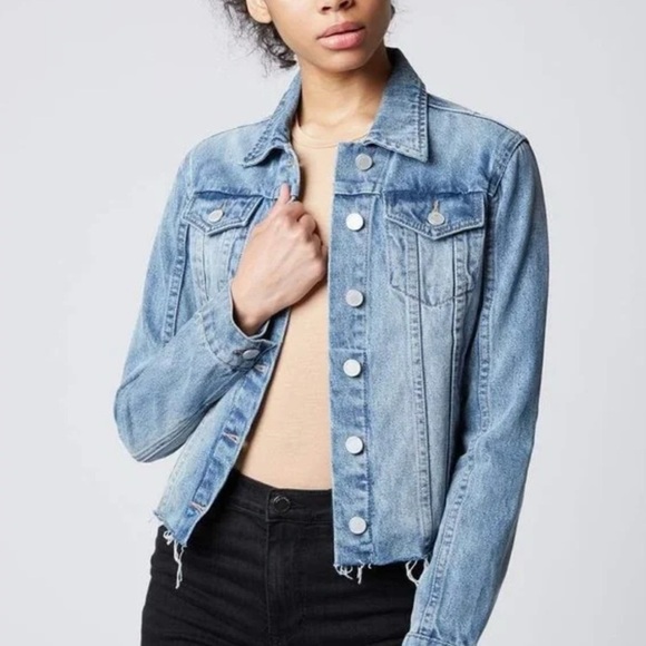 BlankNYC Blue Distressed Button Denim Jacket Coat l M - Picture 2 of 9